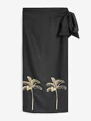 Never Fully Dressed Black Linen Blend Jaspre Wrap Skirt - Image 3 of 3