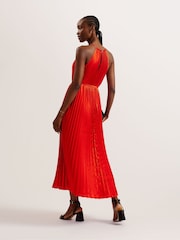 Красный - Плиссированное платье миди-халтер Ted Baker Melike - Image 4 of 5