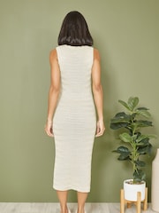 Yumi Gold Sparkle Knitted Sleeveless Midi Dress - Image 2 of 5
