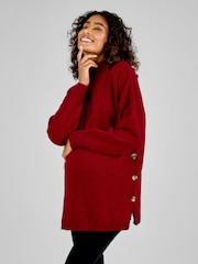 JoJo Maman Bébé Red Turtle Neck Maternity & Nursing Jumper - Image 1 of 4
