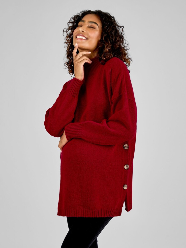 JoJo Maman Bébé Red Turtle Neck Maternity & Nursing Jumper - Image 1 of 4