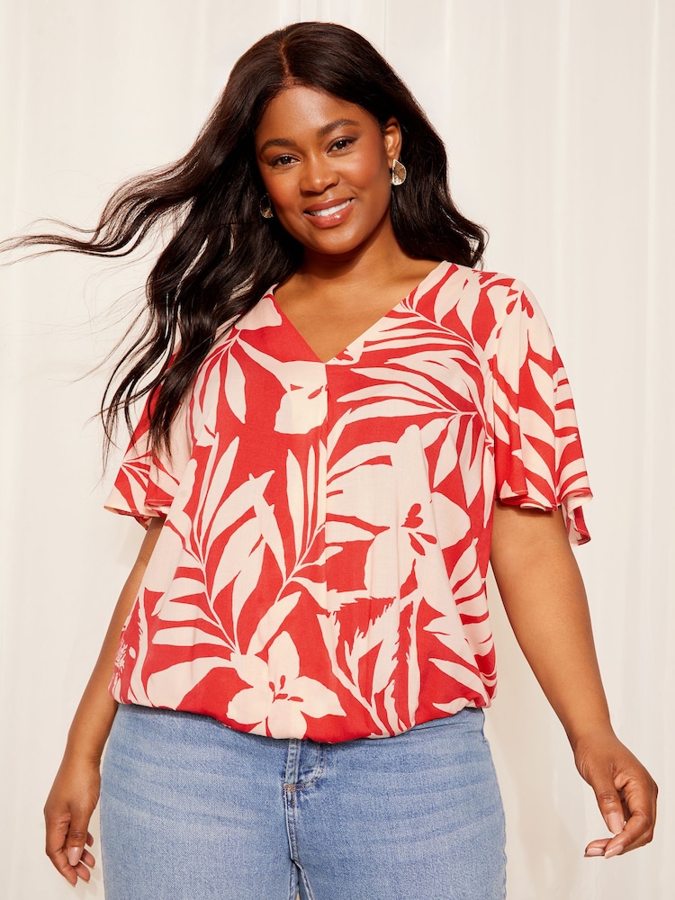 Friends Like These Red Short Sleeve Wrap Blouse - Image 1 of 4