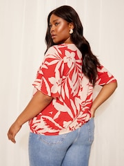 Friends Like These Red Short Sleeve Wrap Blouse - Image 4 of 4