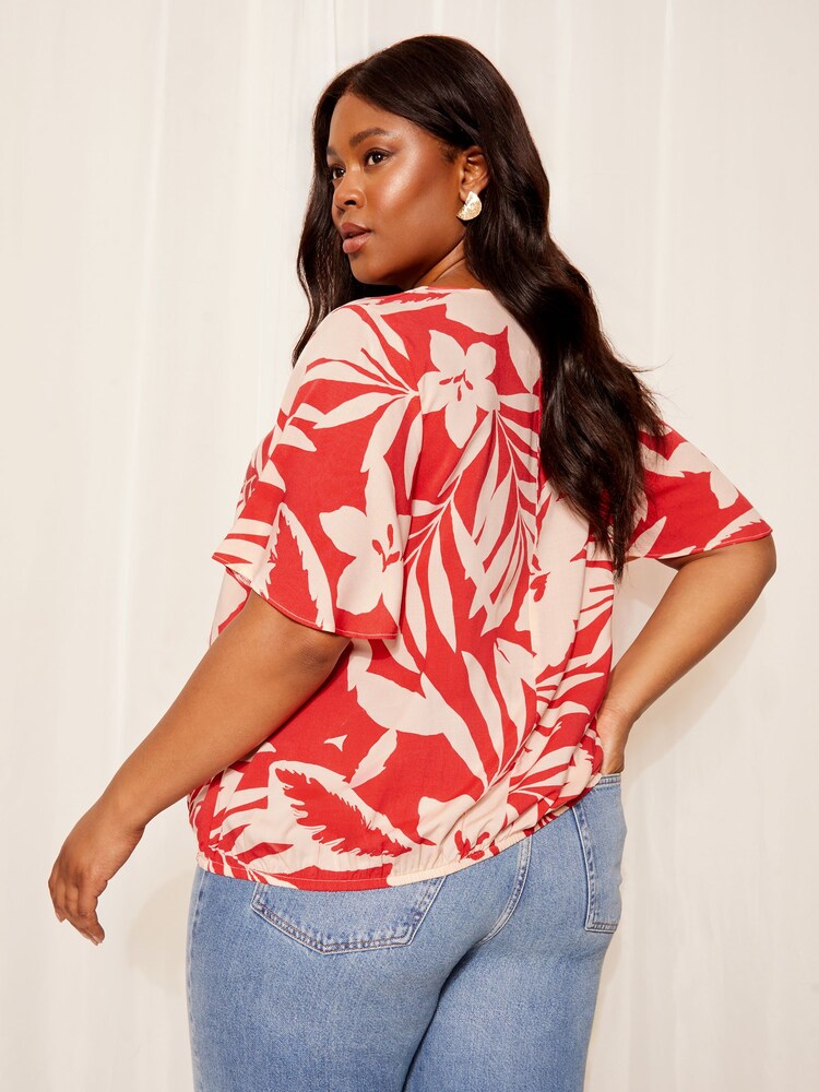 Friends Like These Red Short Sleeve Wrap Blouse - Image 4 of 4 Friends Like These Red Short Sleeve Wrap Blouse - Image 4 of 4