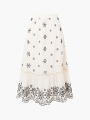 French Connection White 100% Cotton Embroidered Felicity Skirt - Image 4 of 4