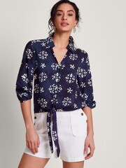 Monsoon Blue Loretta Batik Print Shirt - Image 1 of 4