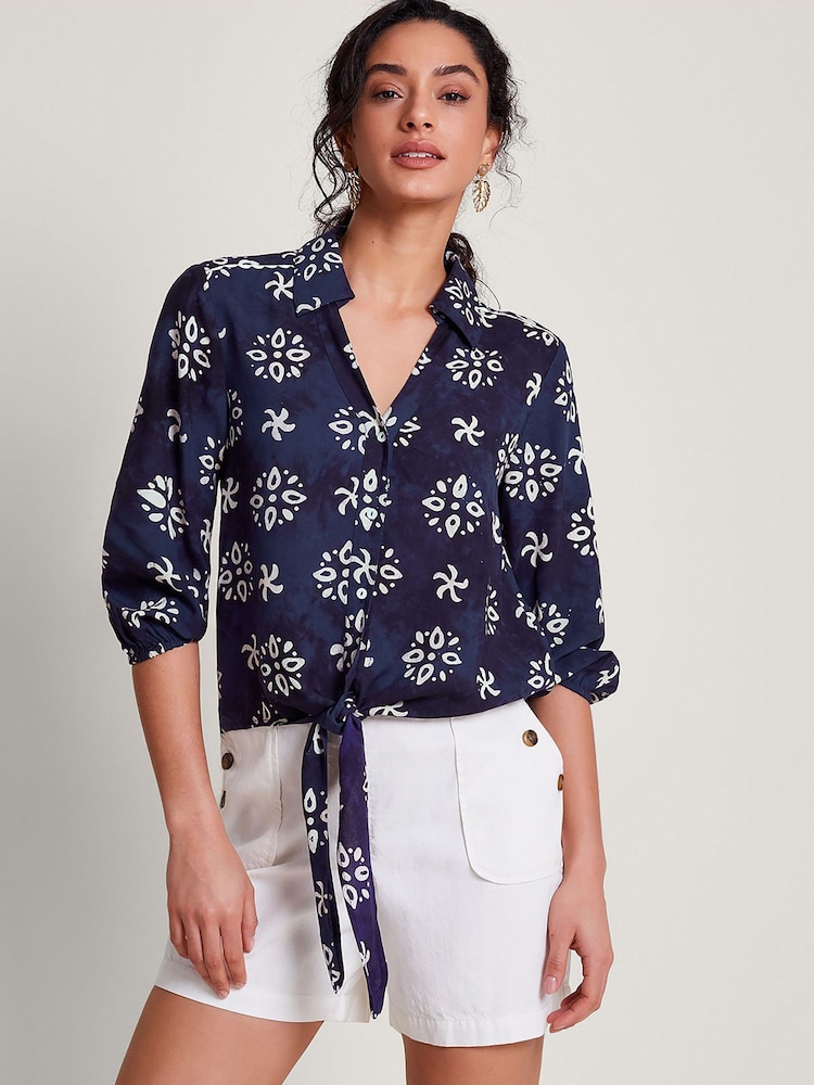Monsoon Blue Loretta Batik Print Shirt - Image 1 of 4