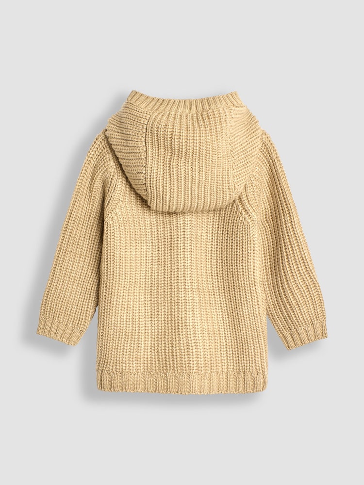 JoJo Maman Bébé Natural Knit Hooded Cardigan - Image 2 of 3