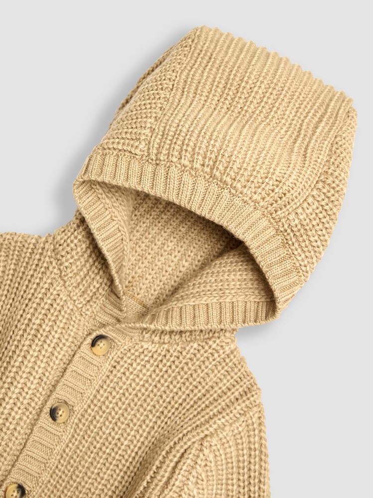 JoJo Maman Bébé Natural Knit Hooded Cardigan - Image 3 of 3