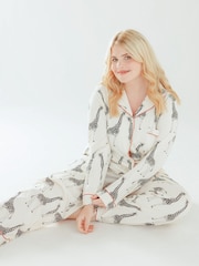 كريم - طقم بيجامة طويلة بأزرار على شكل زرافة من Chelsea Peers - صورة 5 من 5