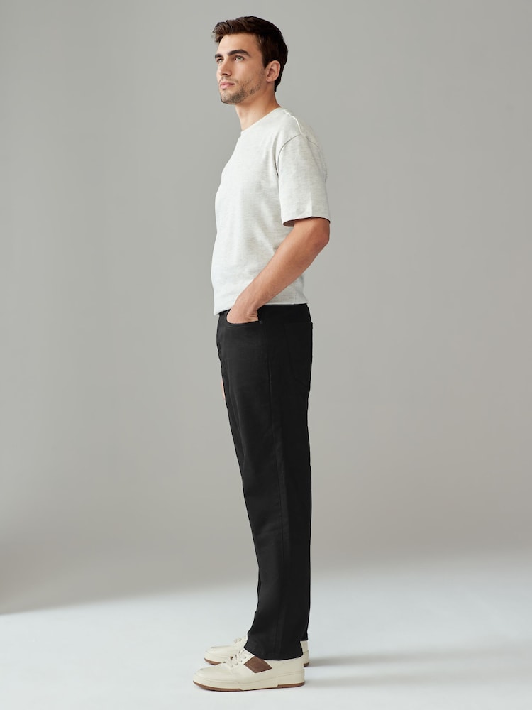 Bleu Mid/Noir Solid - Paquet 2 - Straight Fit Classic Jeans extensibles - Image 4 of 13