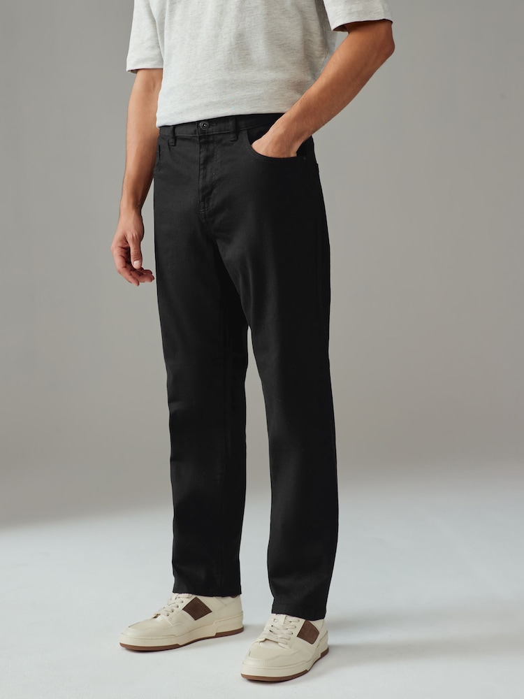 Bleu Mid/Noir Solid - Paquet 2 - Straight Fit Classic Jeans extensibles - Image 5 of 13