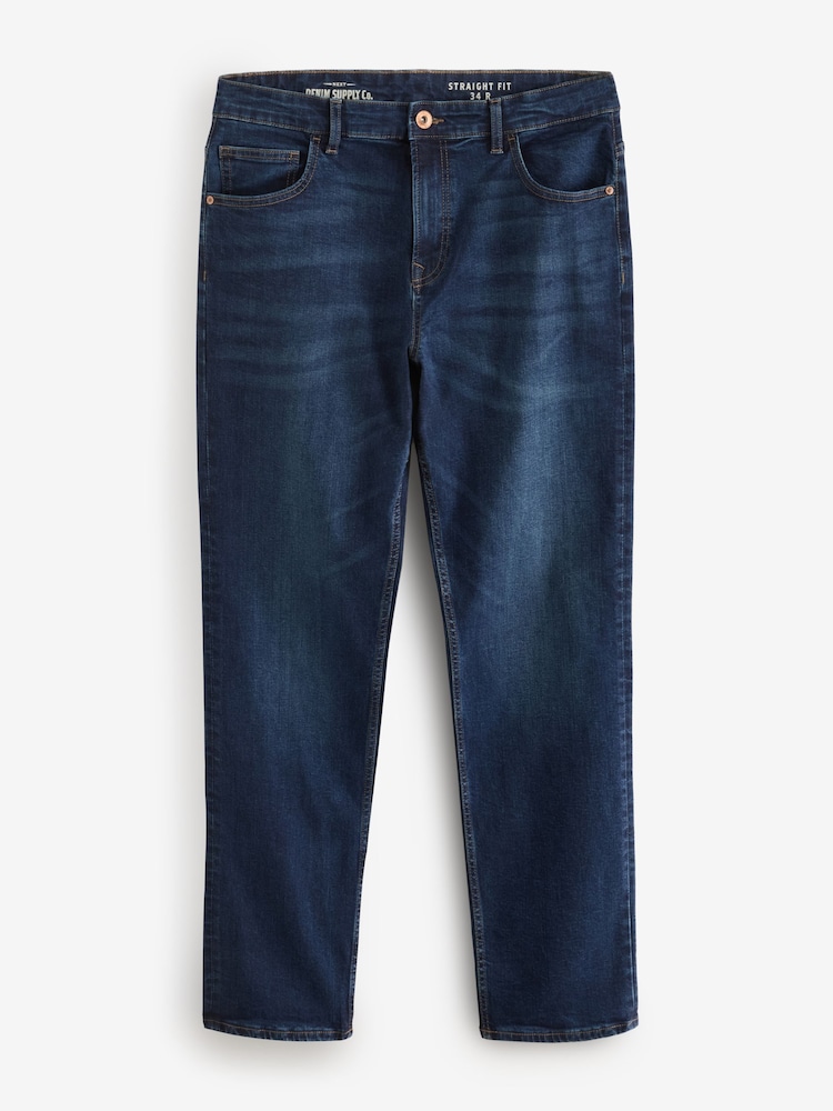 Bleu Mid/Noir Solid - Paquet 2 - Straight Fit Classic Jeans extensibles - Image 8 of 13