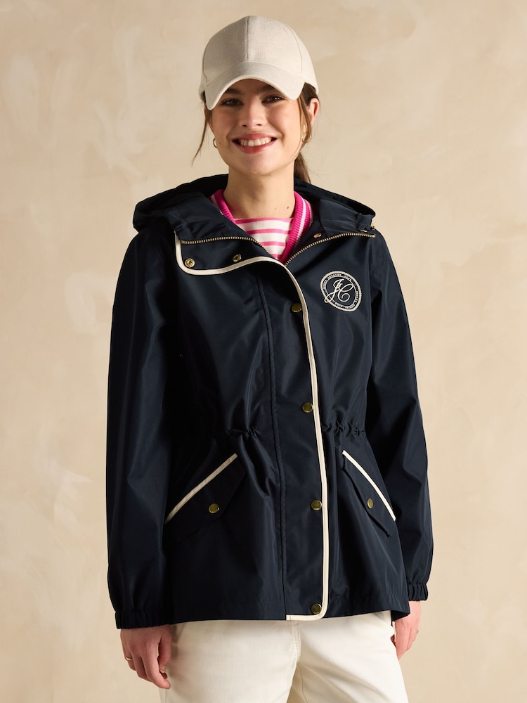 Joules Holt Navy Blue Waterproof Packable Raincoat with Hood - Image 1 of 11
