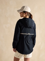 Joules Holt Navy Blue Waterproof Packable Raincoat with Hood - Image 2 of 11