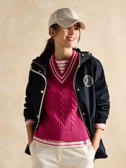 Joules Holt Navy Blue Waterproof Packable Raincoat with Hood - Image 4 of 11