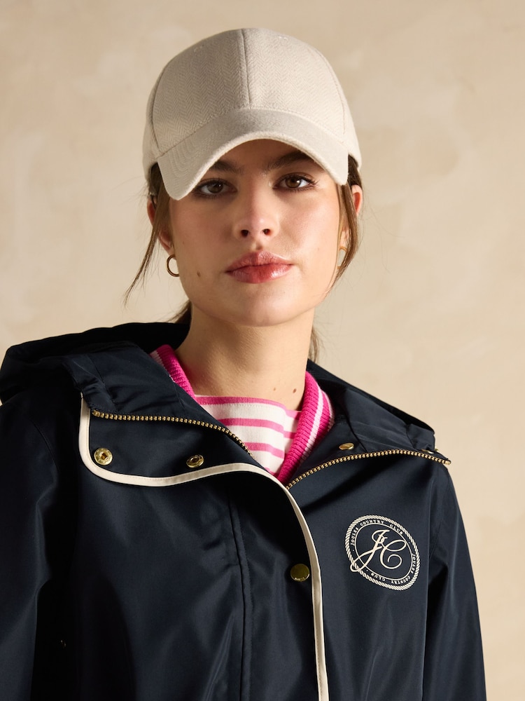 Joules Holt Navy Blue Waterproof Packable Raincoat with Hood - Image 5 of 11