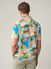 Multi Printed Short Sleeve Shirt with Cuban Collar - Image 2 of 6