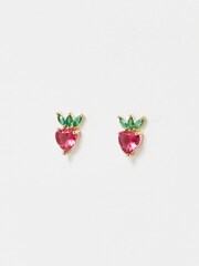 Oliver Bonas Red Sierra Strawberry Stud Earrings - Image 2 of 6