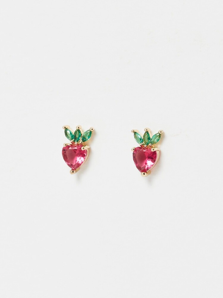 Oliver Bonas Red Sierra Strawberry Stud Earrings - Image 2 of 6