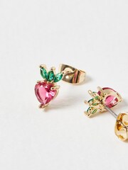 Oliver Bonas Red Sierra Strawberry Stud Earrings - Image 4 of 6