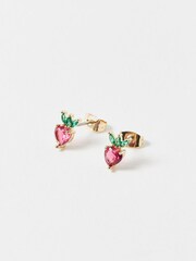 Oliver Bonas Red Sierra Strawberry Stud Earrings - Image 5 of 6