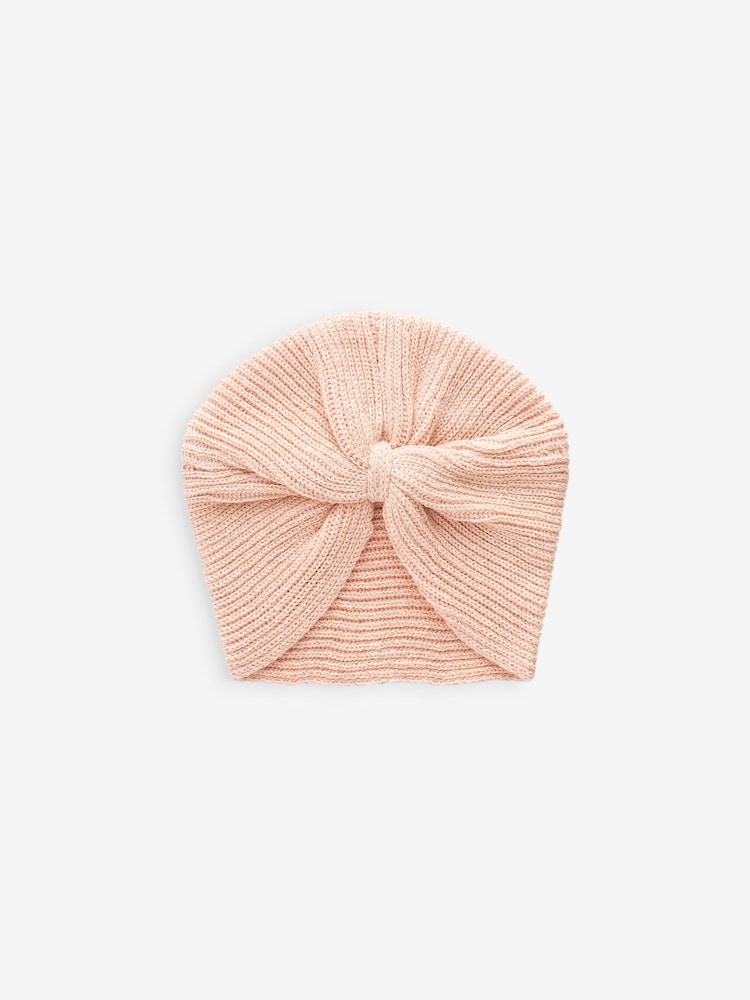 Peach Pink/Gold Sparkle Baby Knitted Turban Hat (0mths-3yrs) - Image 1 of 2