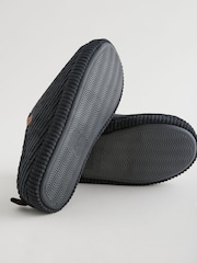 Black Corduroy Borg Lined Mule Slippers - Image 4 of 6
