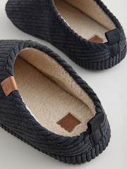 Black Corduroy Borg Lined Mule Slippers - Image 6 of 6