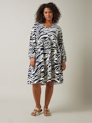 Evans Curve Tiered Zebra Print Dress - Bild 2 von 6