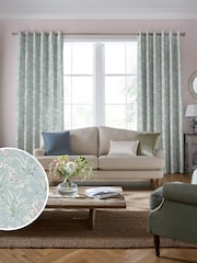 Laura Ashley Dark Duck Egg Blue Mosedale Posy Made to Measure 100% Cotton Curtains - Image 1 of 6