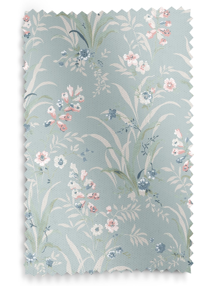 Laura Ashley Dark Duck Egg Blue Mosedale Posy Made to Measure 100% Cotton Curtains - Image 6 of 6