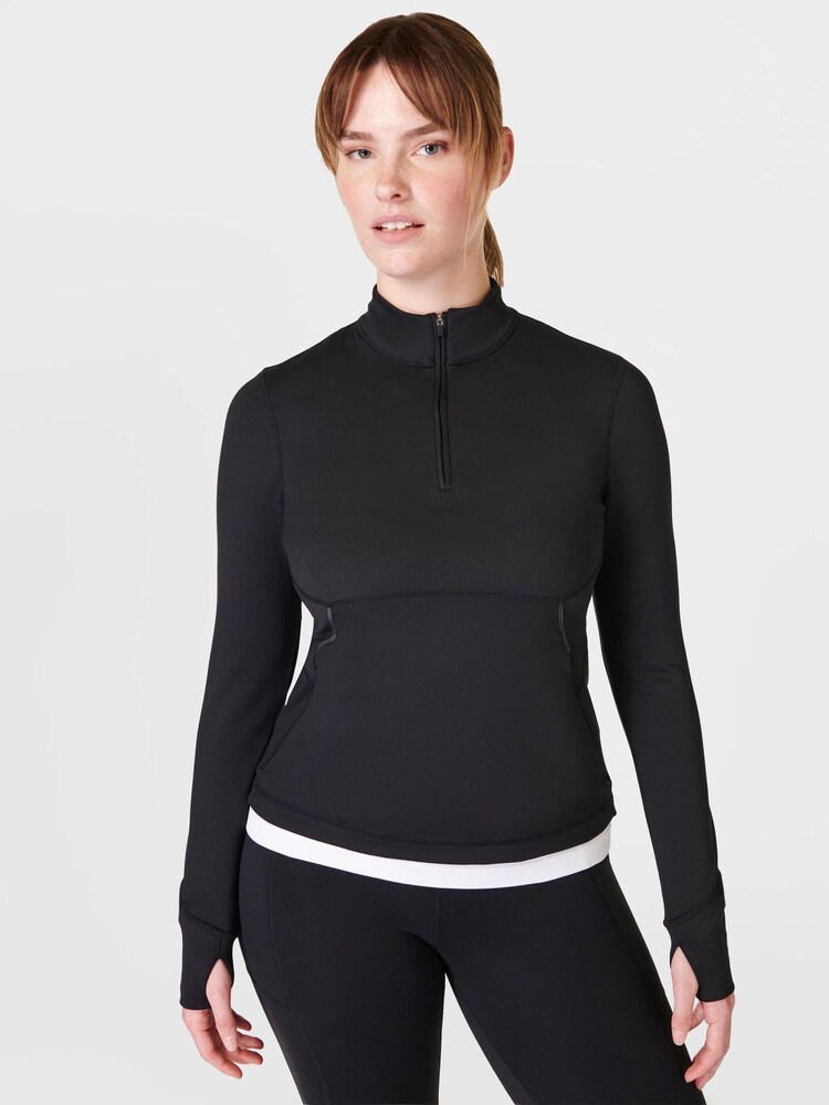 Sweaty Betty Black Therma Boost Running Half Zip Sweat Top - Image 2 of 5