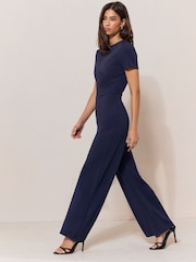 Lipsy Navy Sleeve Splice Jumpsuit - Image 3 of 5