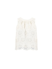 Haut Ro&Zo 100% coton brodé à ourlet festonné et dos nu - Image 6 of 7