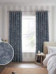 Laura Ashley Midnight Navy Blue Lloyd Made to Measure 100% Cotton Curtains - Image 2 of 9