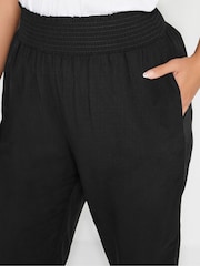 Yours Curve Black Shirred Harem Trousers - Image 4 of 5