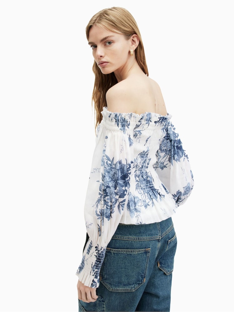 AllSaints Blue Lara Dekorah Top - Image 2 of 6 AllSaints Blue Lara Dekorah Top - Image 2 of 6