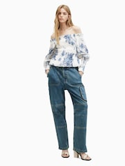 AllSaints Blue Lara Dekorah Top - Image 4 of 6