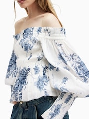 AllSaints Blue Lara Dekorah Top - Image 5 of 6