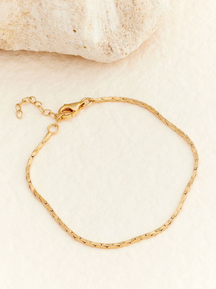 Gold Plated Sterling Silver Sleek Snake Chain Bracelet - Image 2 of 4