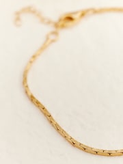 Gold Plated Sterling Silver Sleek Snake Chain Bracelet - Image 4 of 4