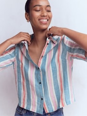 Boden Blue Short Sleeve Linen Shirt - Image 1 of 6