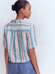 Boden Blue Short Sleeve Linen Shirt - Image 3 of 6