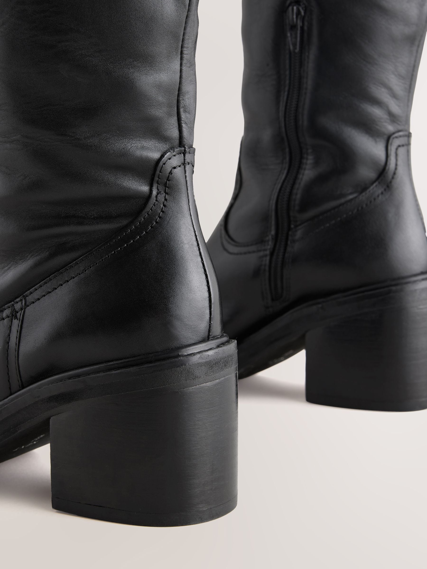 Buy Black Leather Forever Comfort® Square Toe Chunky Knee