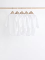 White Long Sleeve Rib Baby Bodysuits 5 Pack - Image 2 of 8