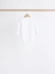 White Long Sleeve Rib Baby Bodysuits 5 Pack - Image 3 of 8