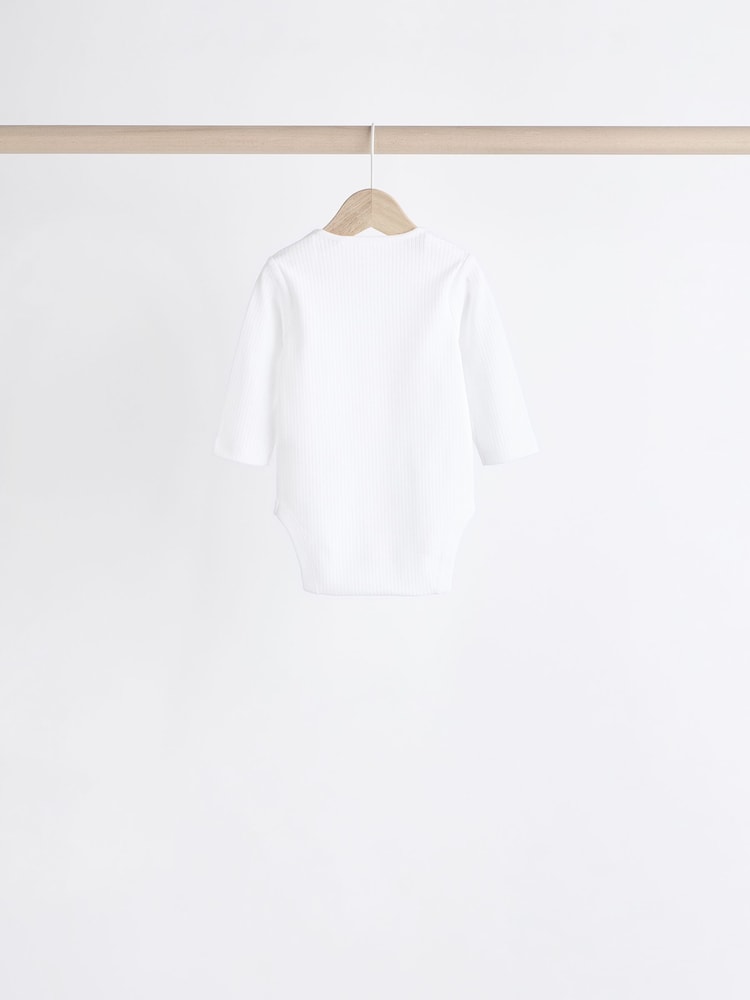 Blanc - Manches longues Rib Bébé Body 5 Pack - Image 3 of 8