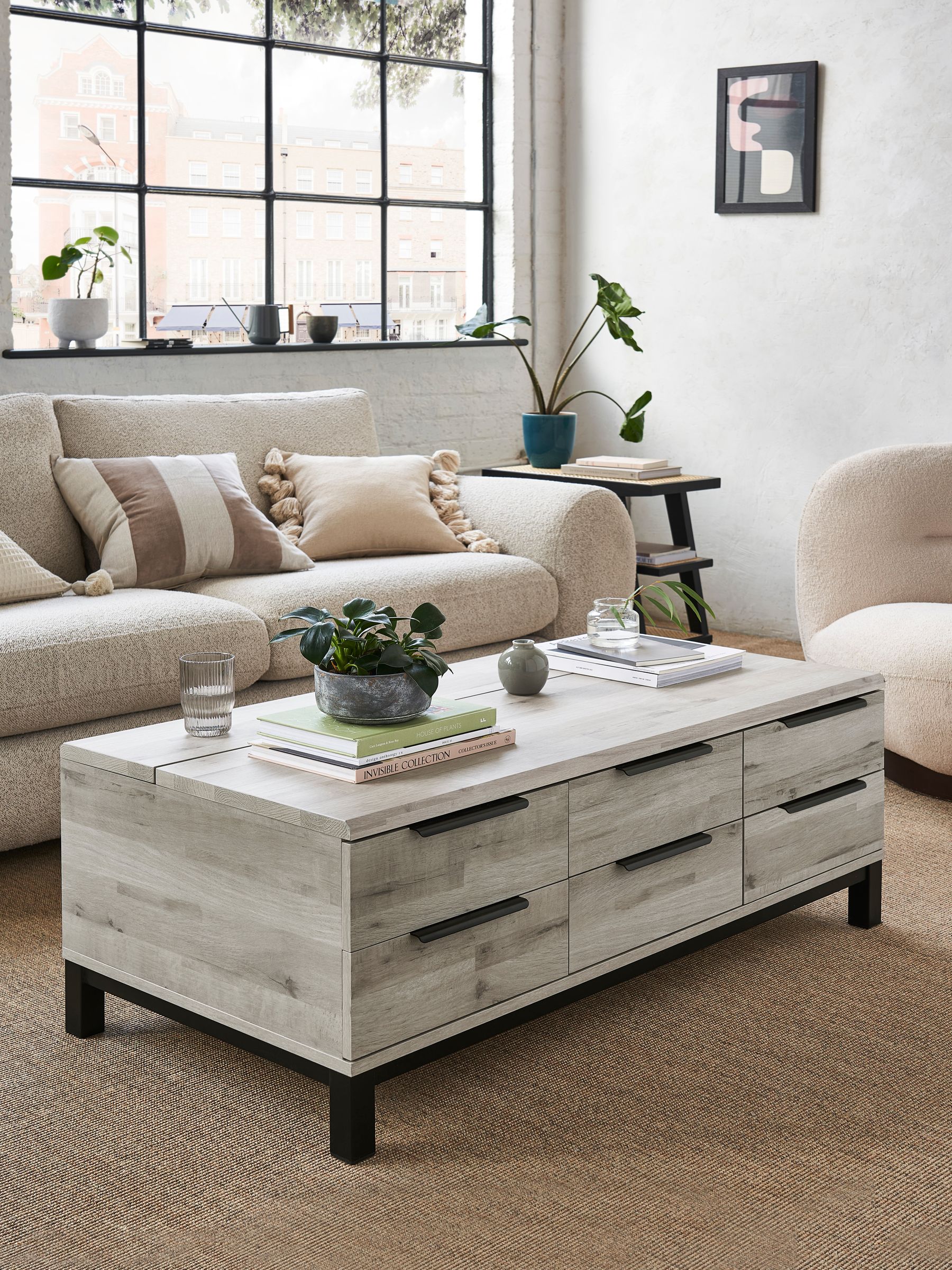 Grey rustic coffee table discount