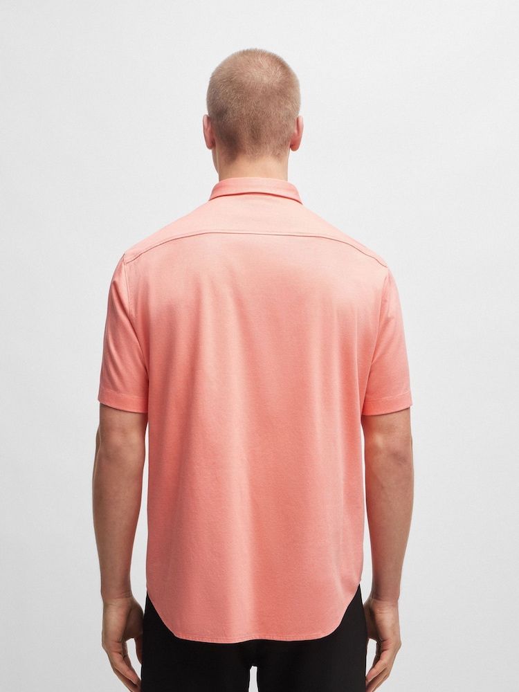 BOSS Pink Regular Fit 100% Cotton Pique Short Sleeve Shirt - Image 2 of 6 BOSS Pink Regular Fit 100% Cotton Pique Short Sleeve Shirt - Image 2 of 6